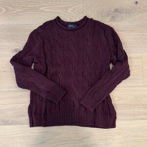Polo Ralph Lauren Women's Cable Knit Sweater Burgundy Red Size M